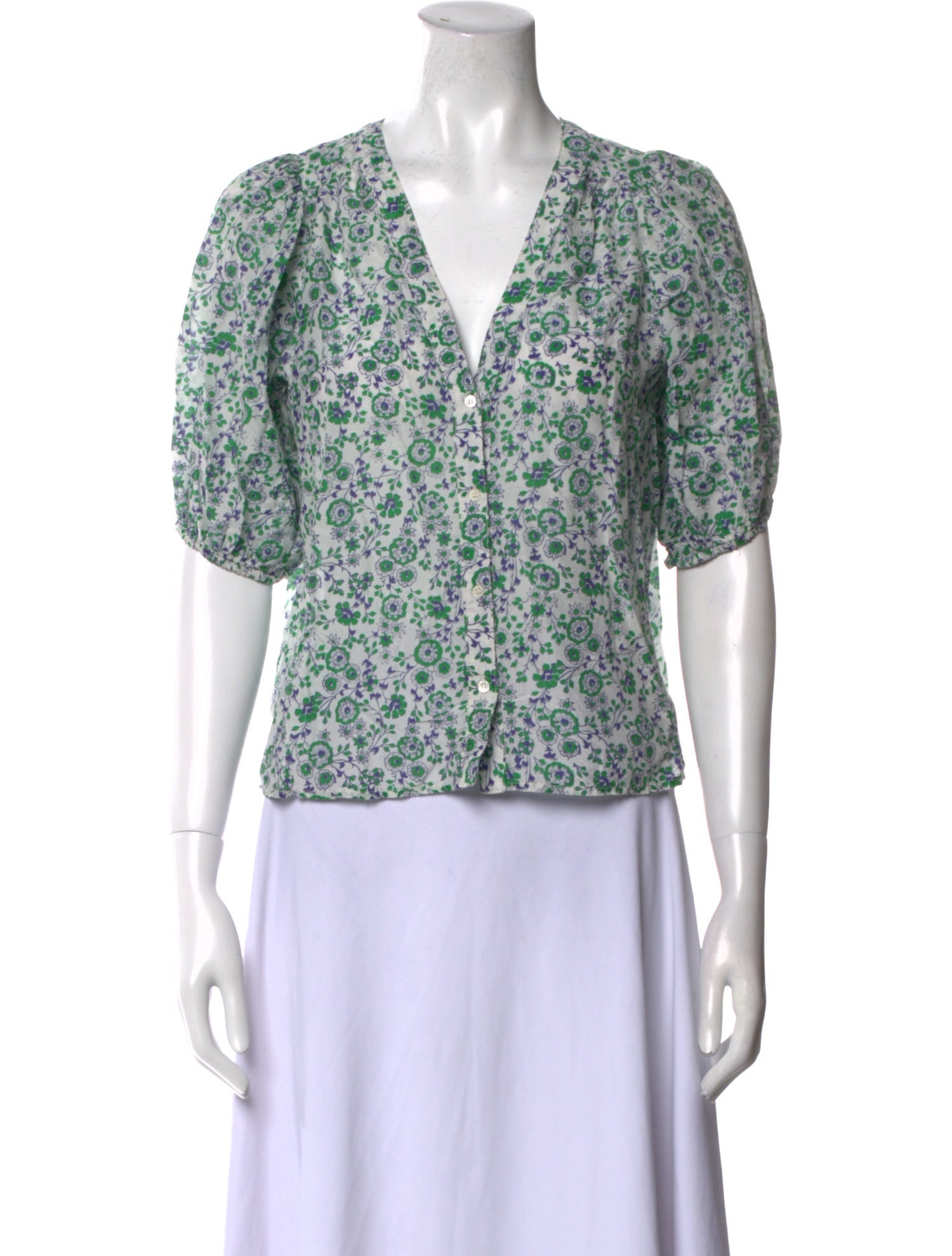 Xirena Floral Print V-Neck Blouse