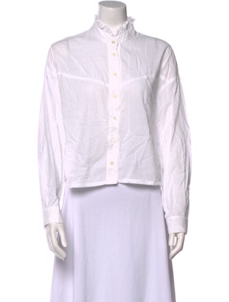 Xirena Mock Neck Long Sleeve Button-Up Top