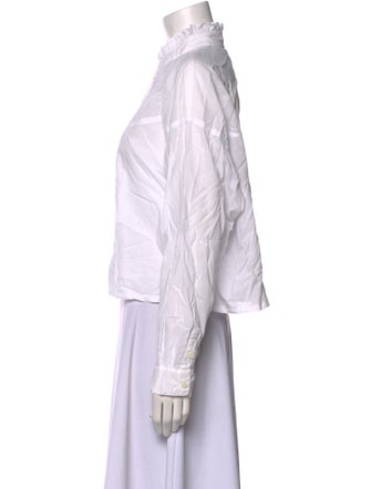 Xirena Mock Neck Long Sleeve Button-Up Top