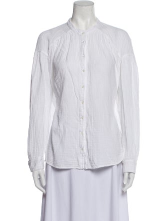 Xirena Mock Neck Long Sleeve Button-Up Top