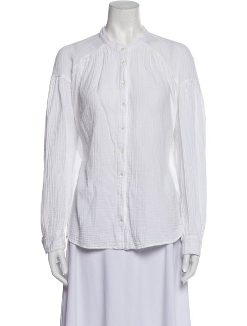 Xirena Mock Neck Long Sleeve Button-Up Top