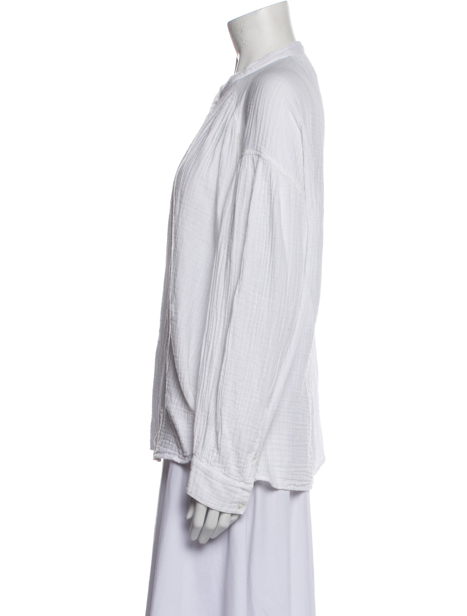 Xirena Mock Neck Long Sleeve Button-Up Top