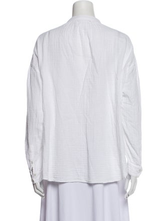Xirena Mock Neck Long Sleeve Button-Up Top