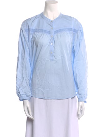 Xirena Mock Neck Long Sleeve Button-Up Top