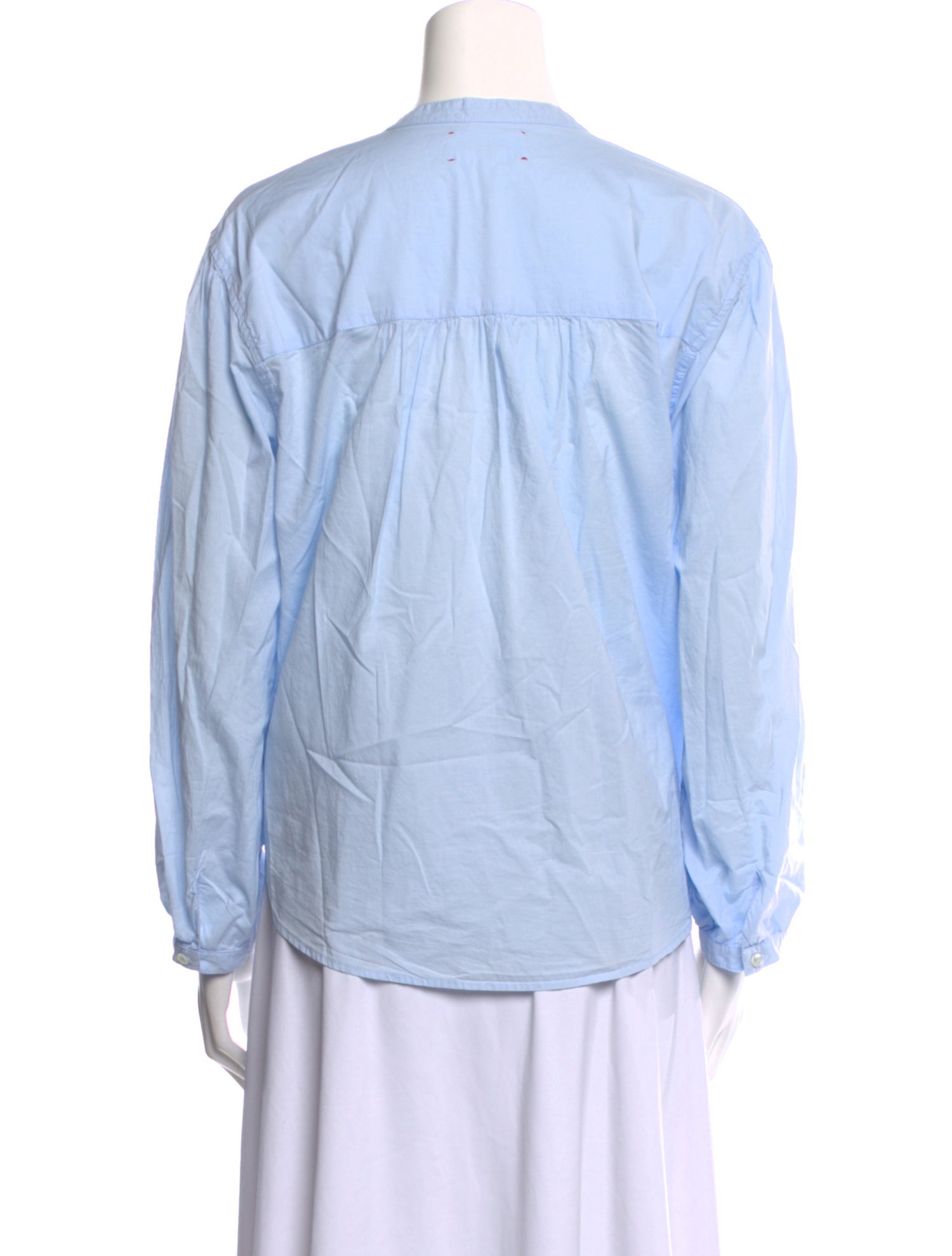 Xirena Mock Neck Long Sleeve Button-Up Top