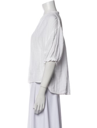 Xirena V-Neck Three-Quarter Sleeve Button-Up Top