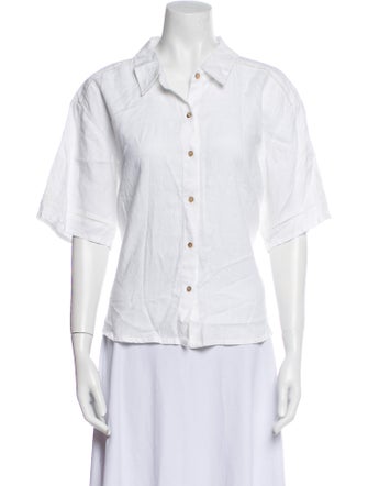 Xirena Linen Three-Quarter Sleeve Button-Up Top
