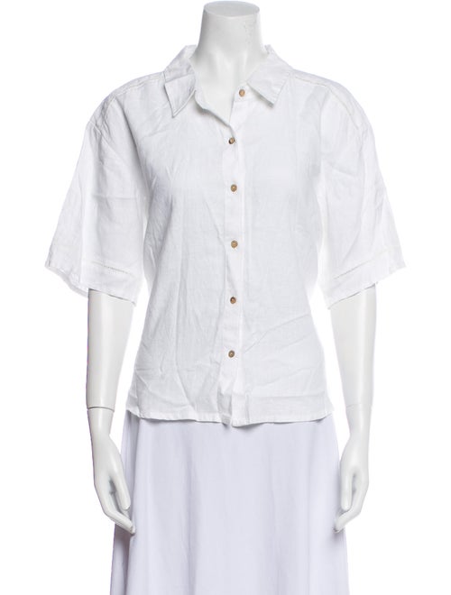 Xirena Linen Three-Quarter Sleeve Button-Up Top