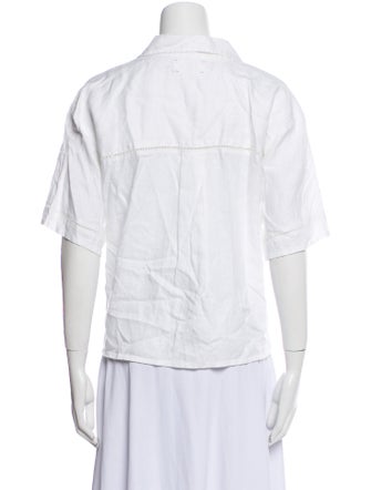 Xirena Linen Three-Quarter Sleeve Button-Up Top