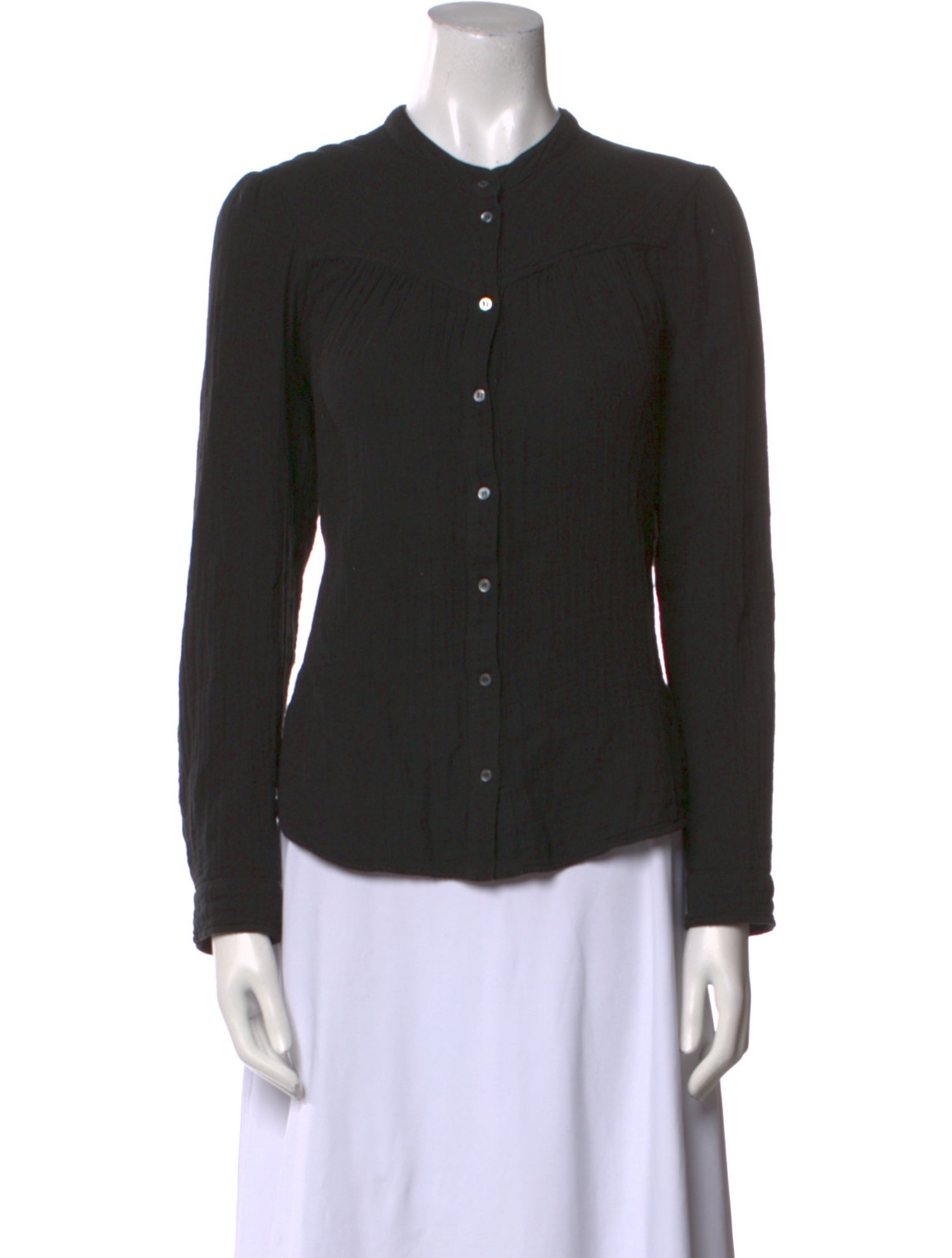 Xirena Crew Neck Long Sleeve Button-Up Top