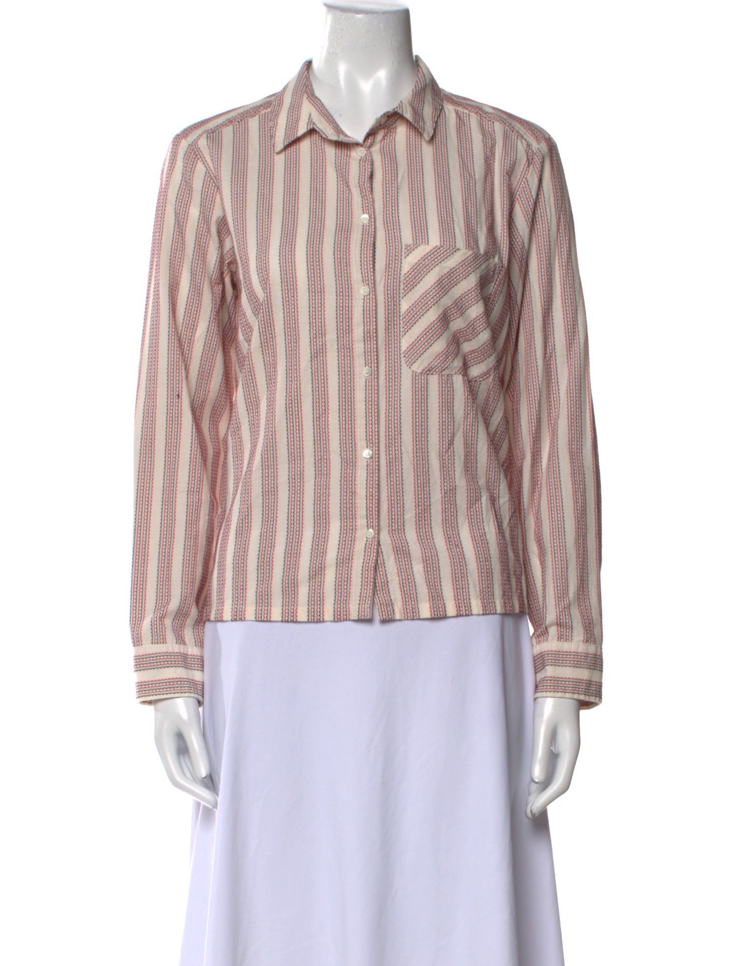 Xirena Striped Long Sleeve Button-Up Top