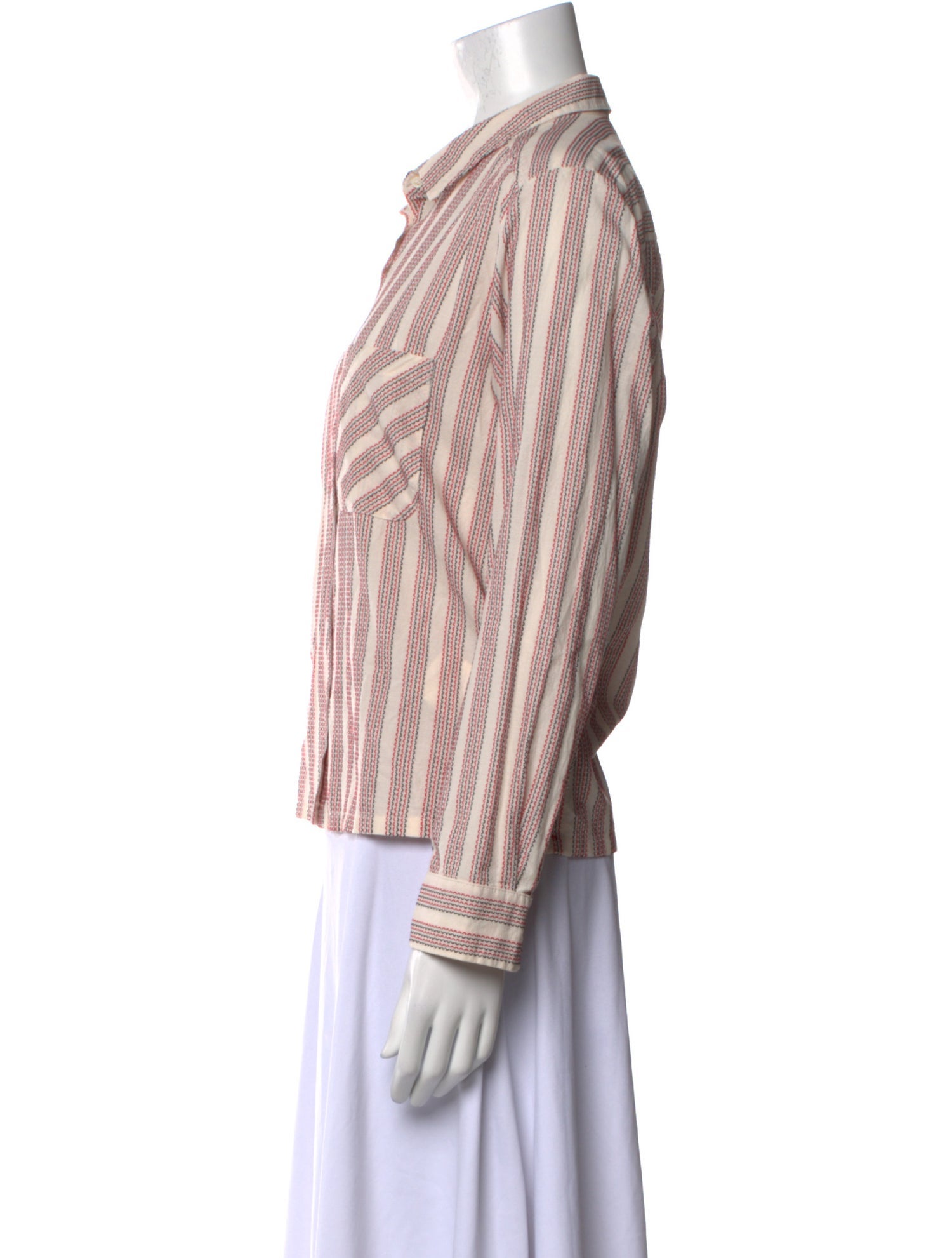 Xirena Striped Long Sleeve Button-Up Top