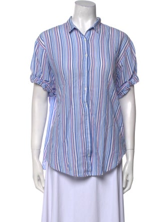 Xirena Striped Short Sleeve Button-Up Top