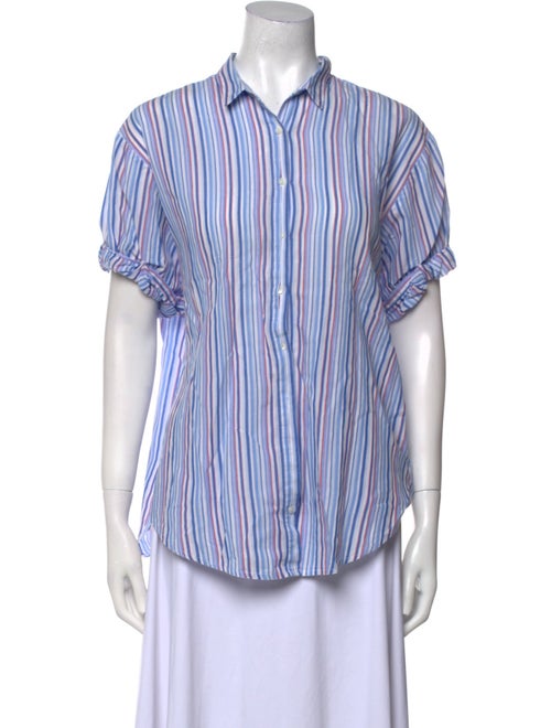 Xirena Striped Short Sleeve Button-Up Top