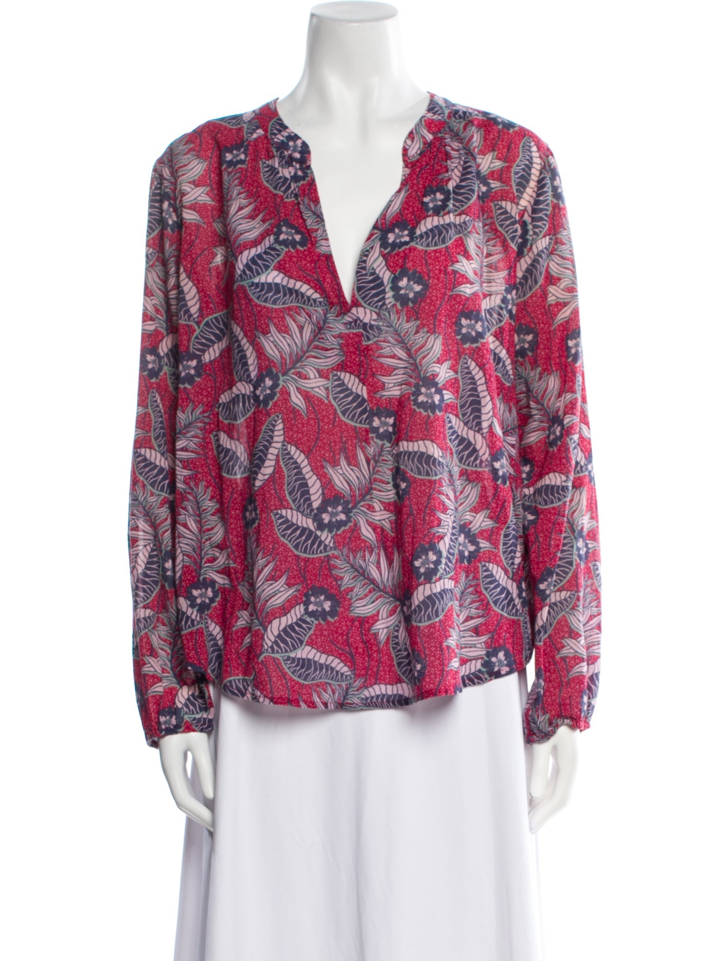 Xirena Printed V-Neck Blouse