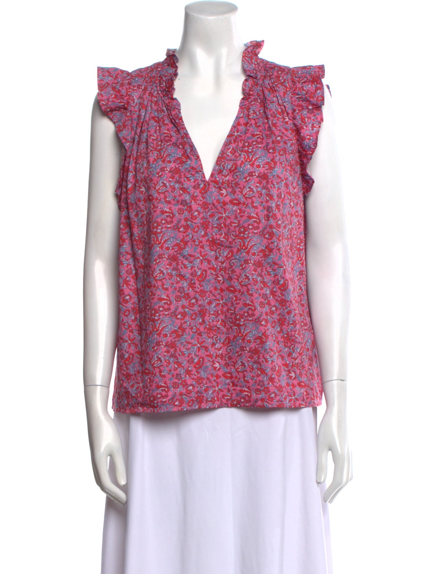 Xirena Paisley Print Plunge Neckline Blouse
