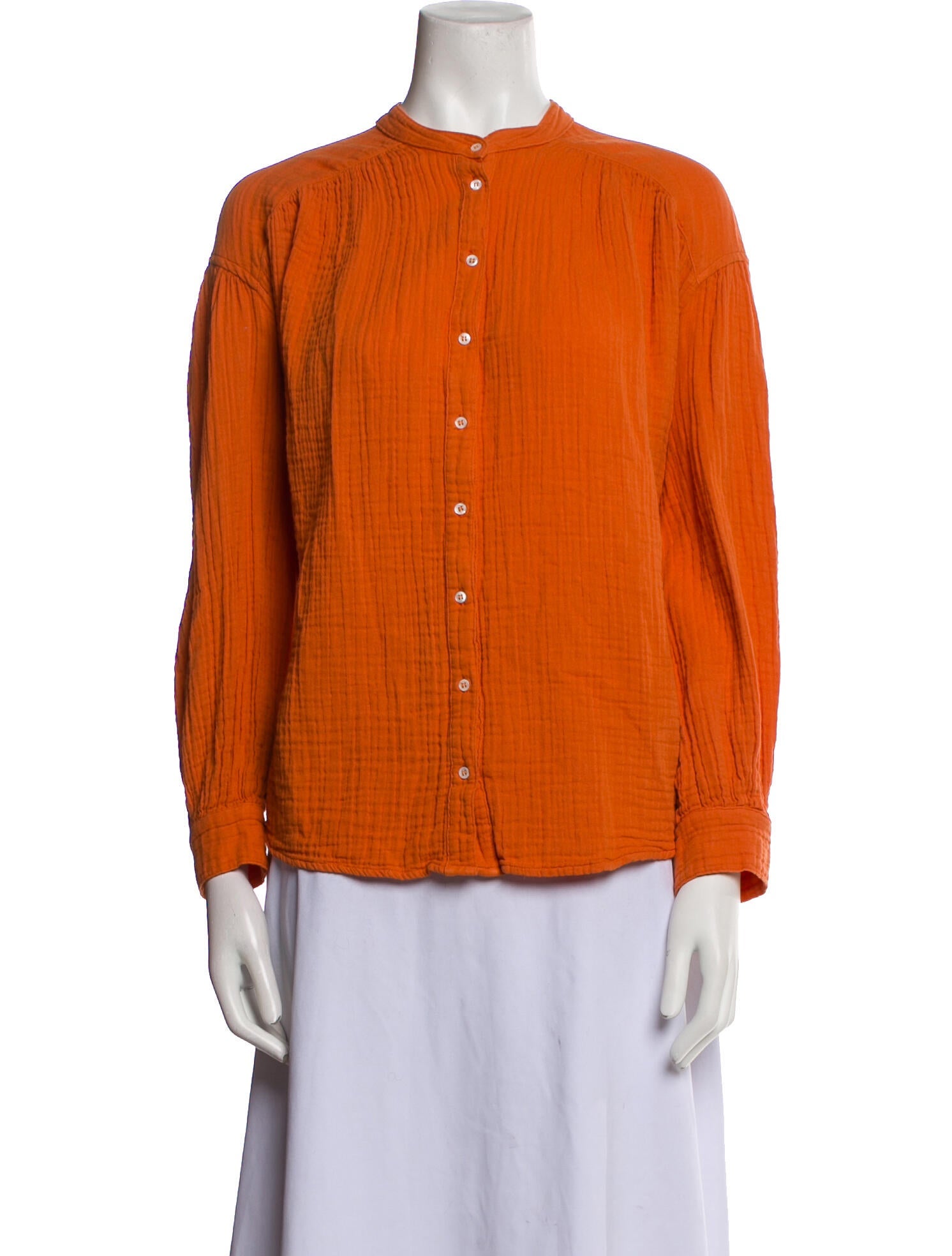 Xirena Mock Neck Long Sleeve Button-Up Top