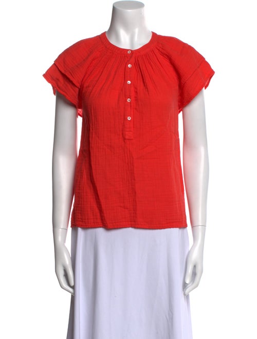 Xirena Crew Neck Short Sleeve Button-Up Top