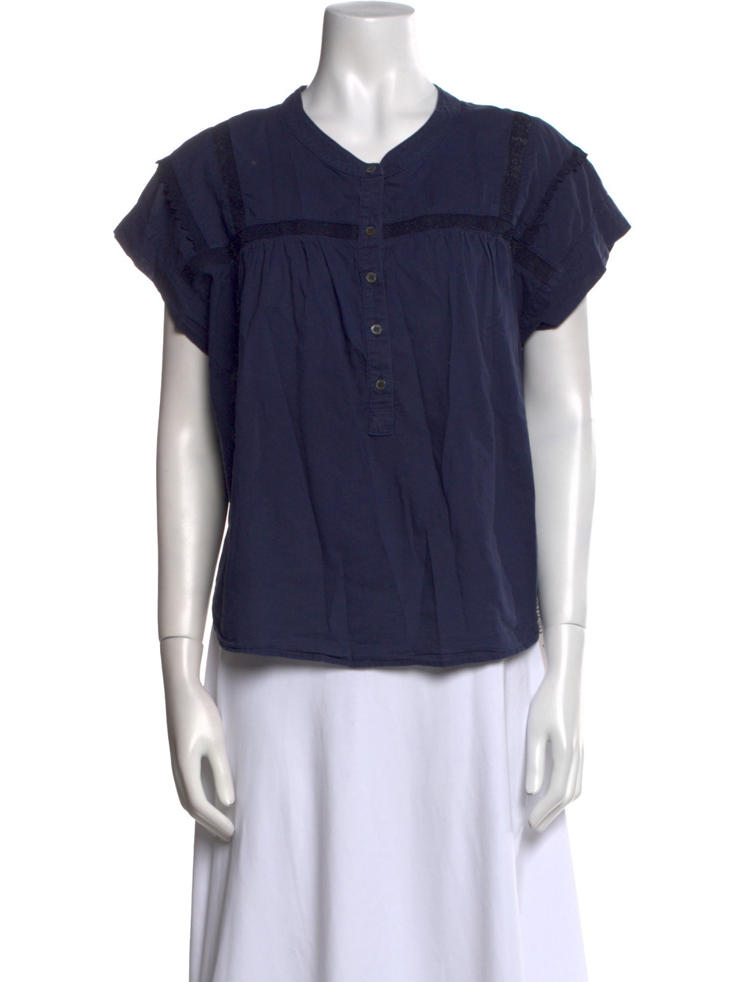 Xirena V-Neck Short Sleeve Button-Up Top