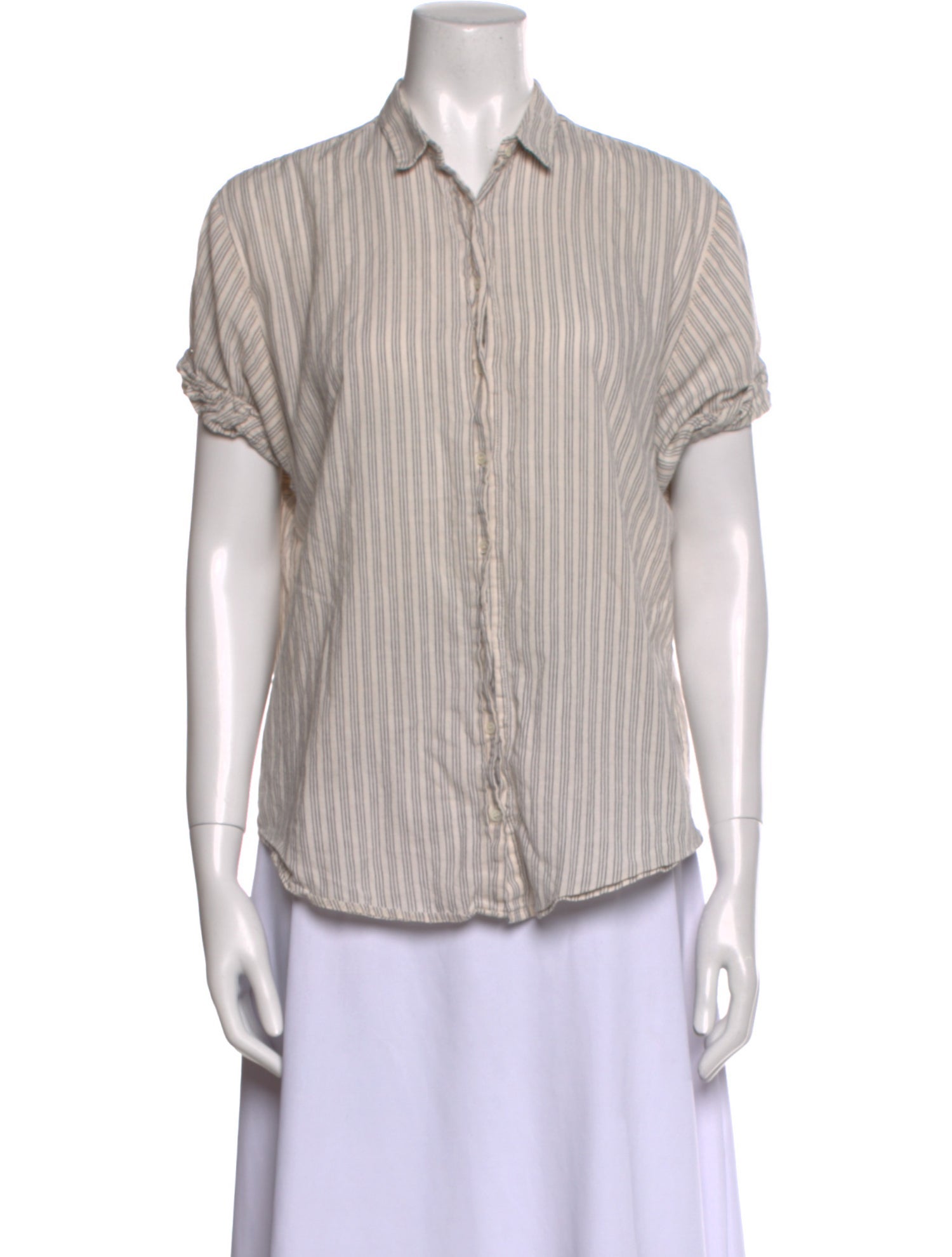 Xirena Striped Short Sleeve Button-Up Top