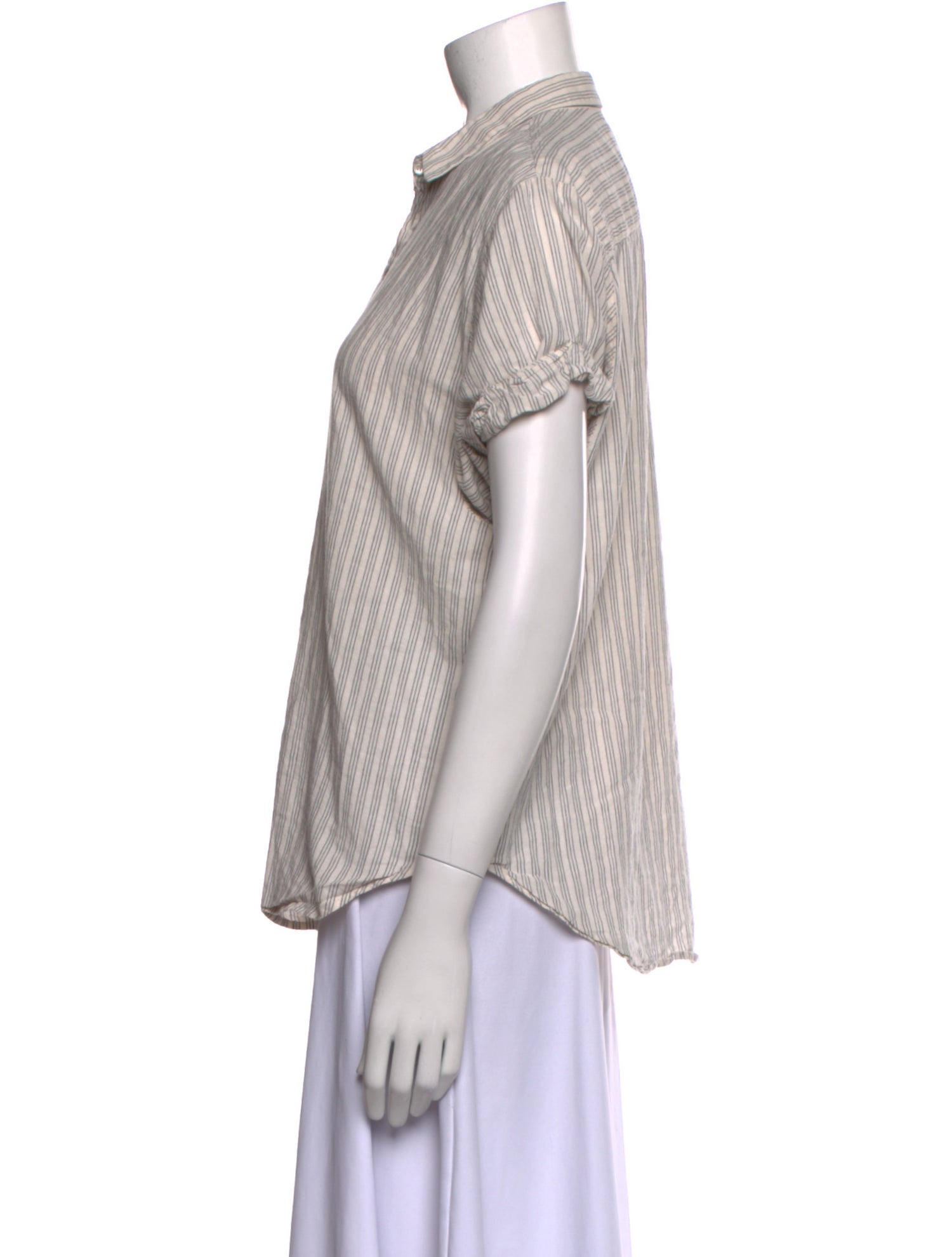 Xirena Striped Short Sleeve Button-Up Top