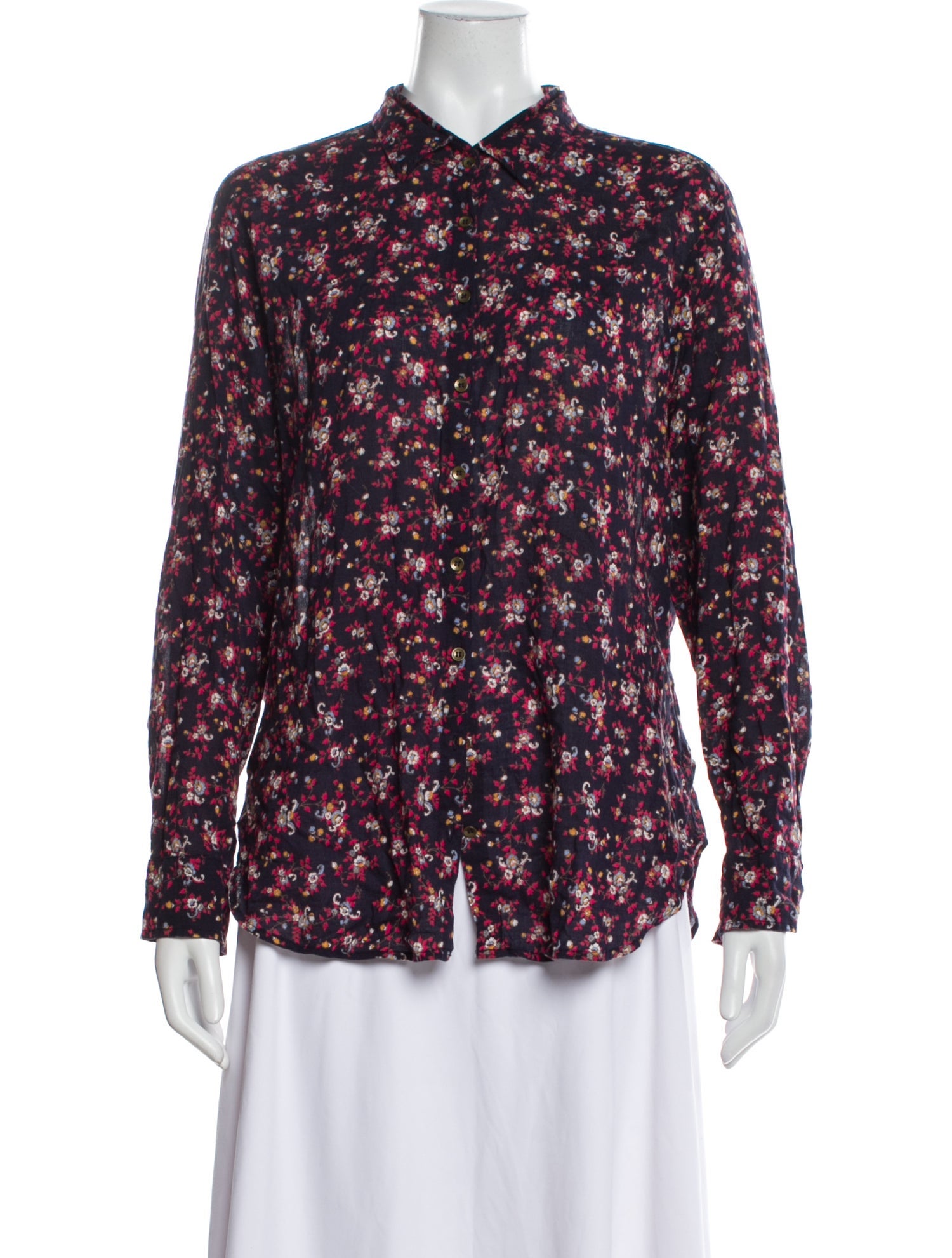 Xirena Floral Print Mock Neck Button-Up Top