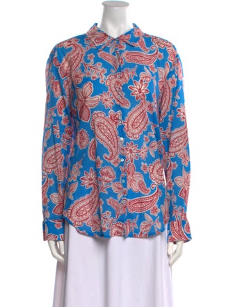 Xirena Paisley Print Long Sleeve Button-Up Top