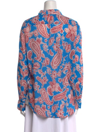 Xirena Paisley Print Long Sleeve Button-Up Top