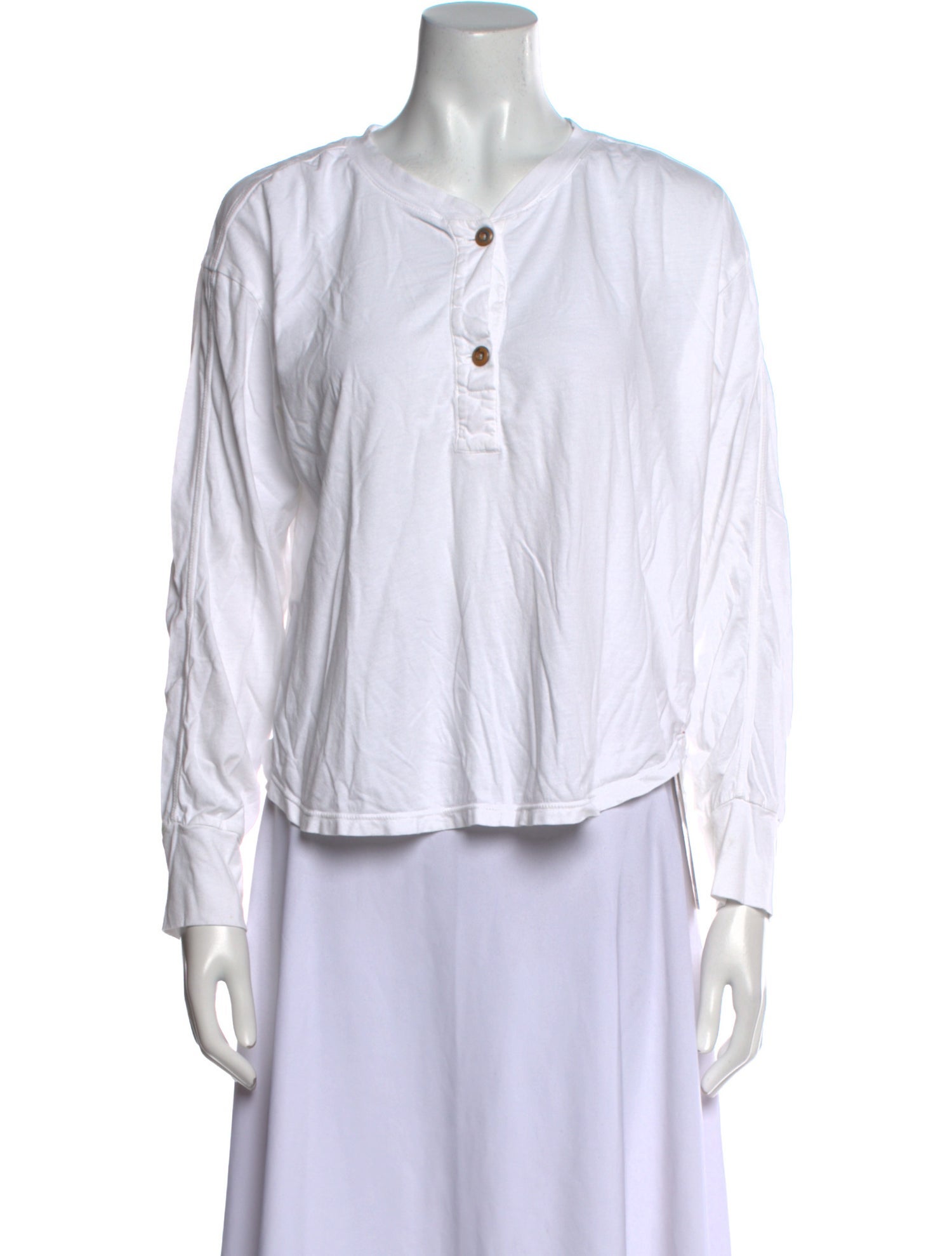 Xirena Mock Neck Long Sleeve Button-Up Top