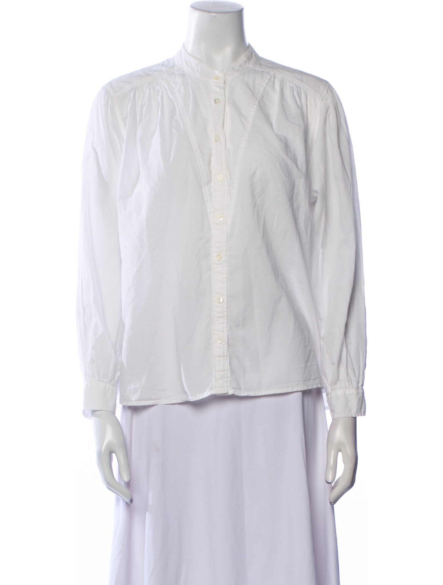 Xirena Mock Neck Long Sleeve Button-Up Top