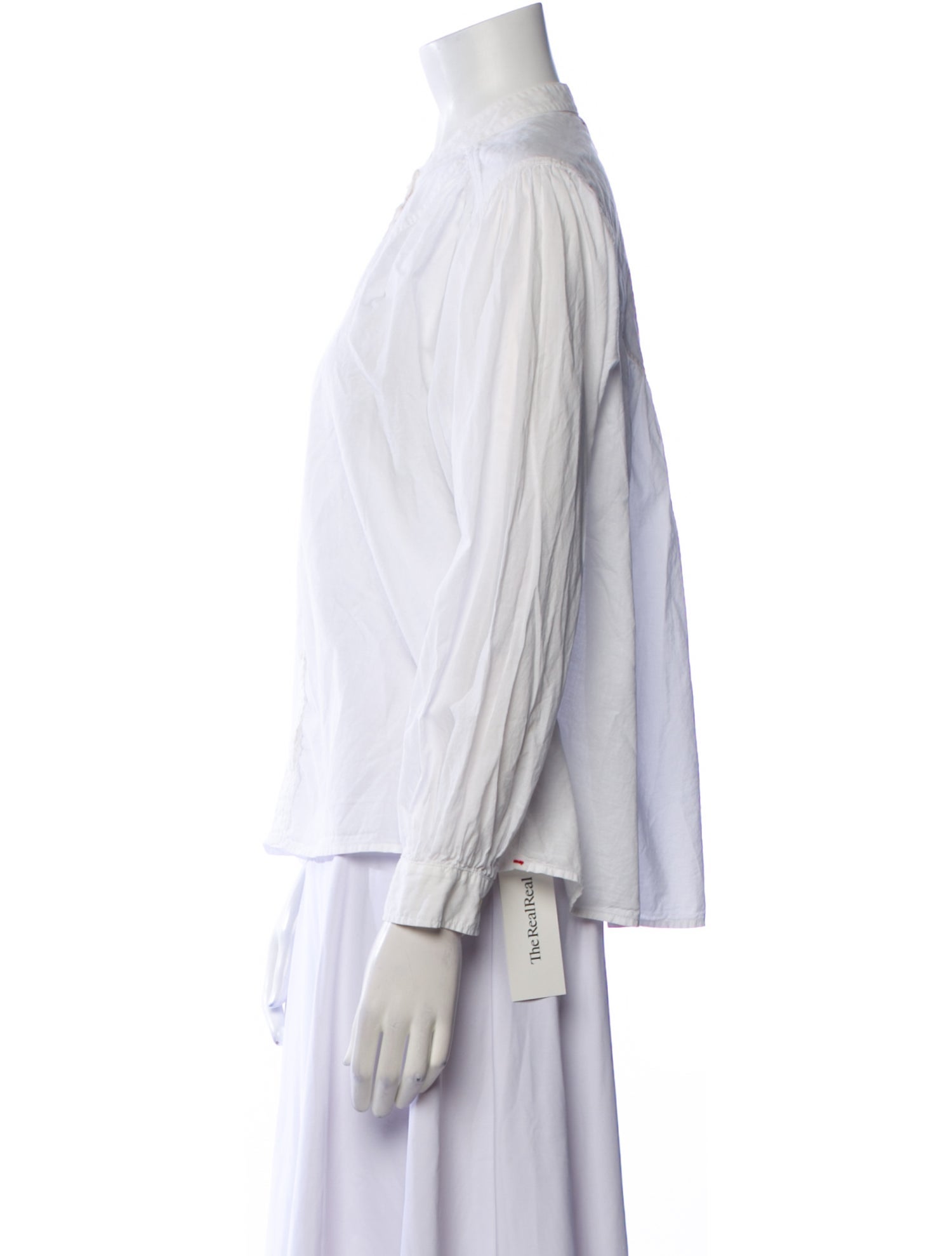 Xirena Mock Neck Long Sleeve Button-Up Top