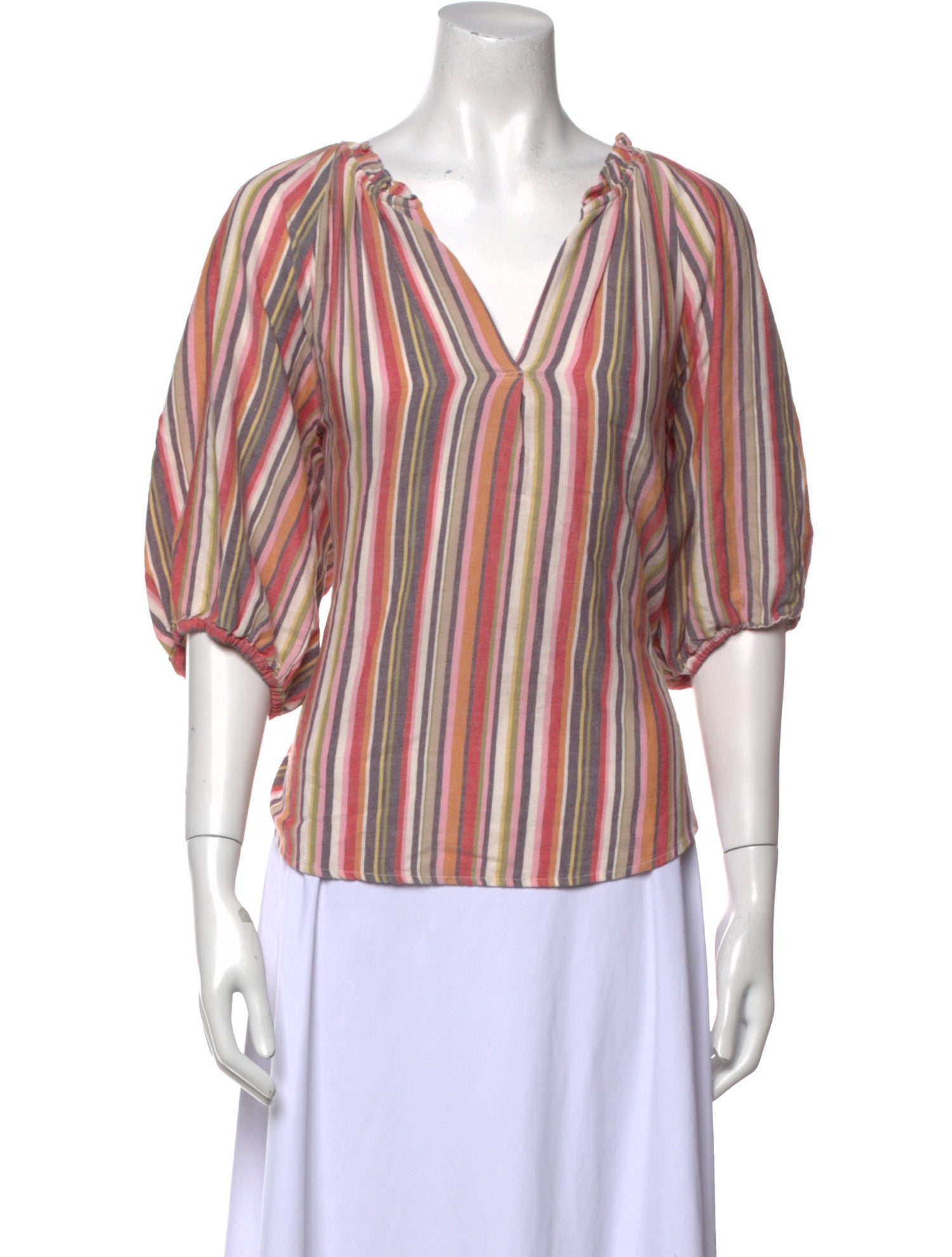 Xirena Striped V-Neck Blouse