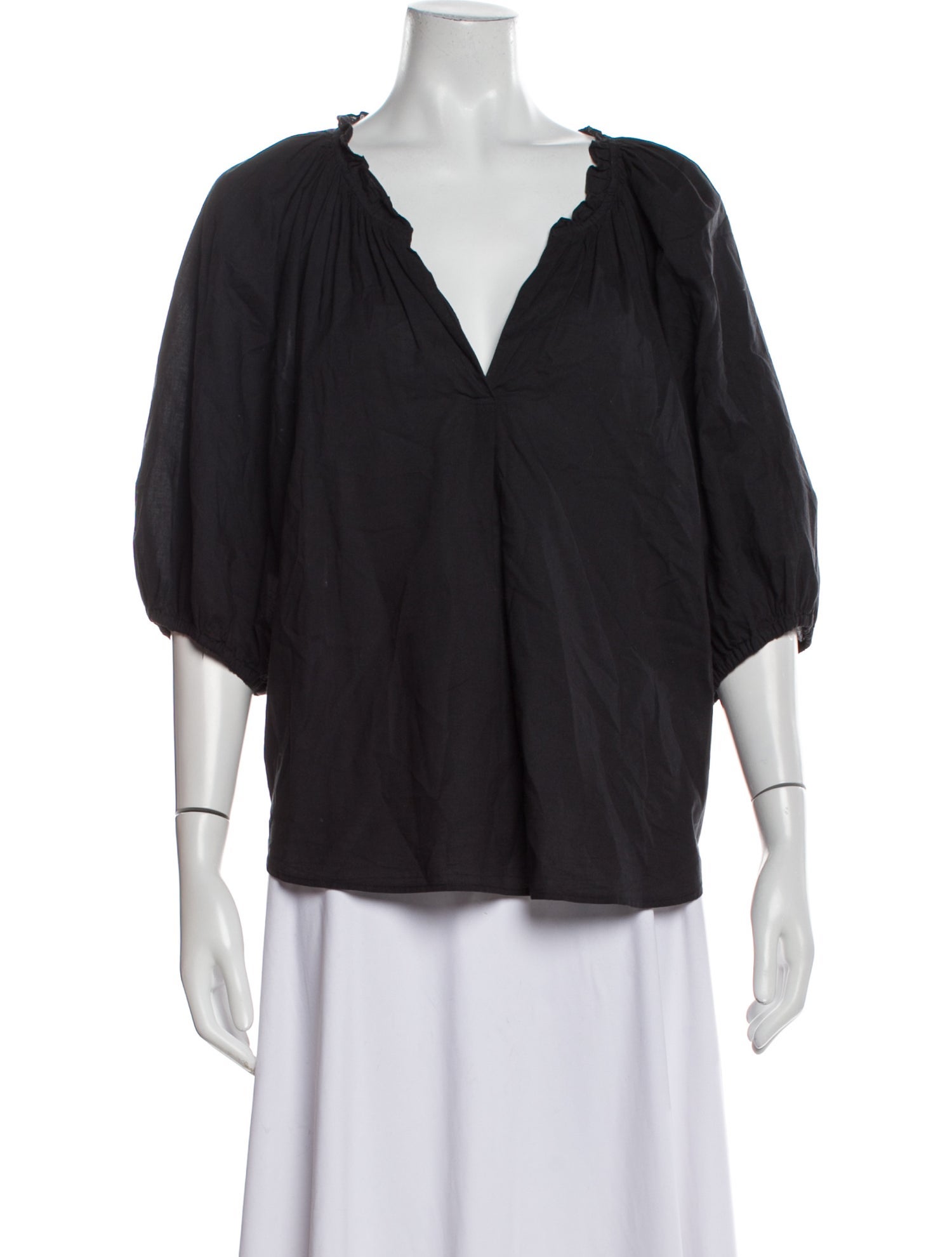 Xirena V-Neck Three-Quarter Sleeve Blouse