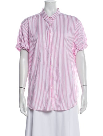 Xirena Striped Short Sleeve Button-Up Top
