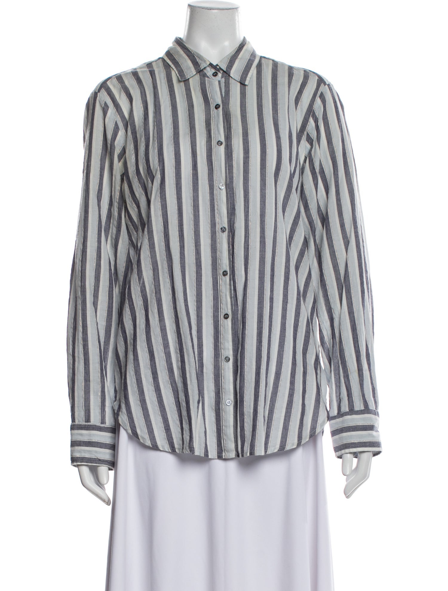 Xirena Striped Long Sleeve Button-Up Top