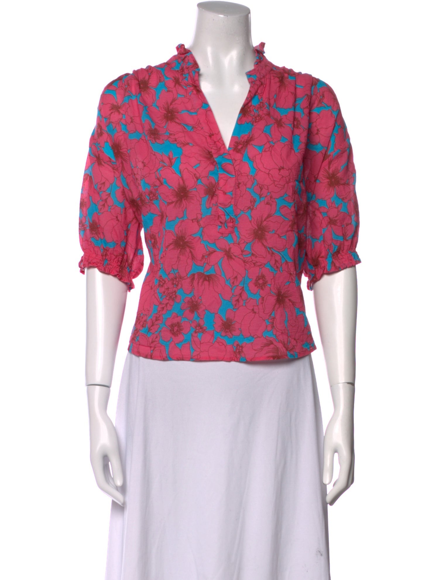 Xirena Floral Print V-Neck Crop Top