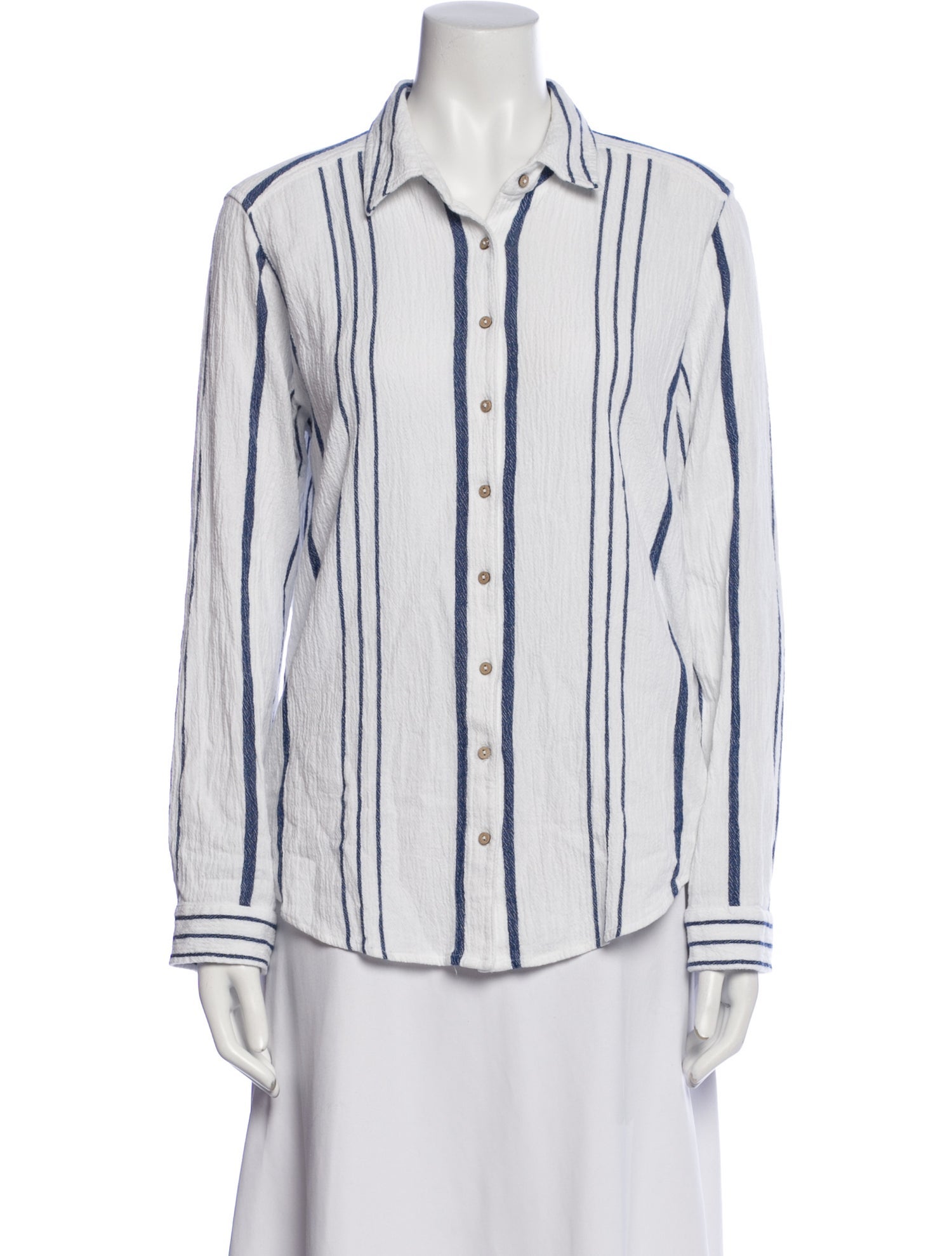 Xirena Striped Long Sleeve Button-Up Top
