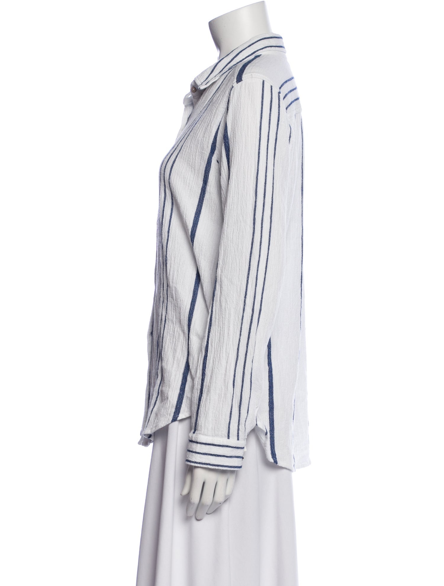 Xirena Striped Long Sleeve Button-Up Top