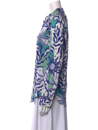 Xirena Floral Print Long Sleeve Button-Up Top