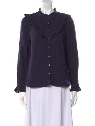 Xirena Mock Neck Long Sleeve Button-Up Top