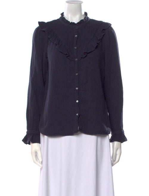 Xirena Mock Neck Long Sleeve Button-Up Top