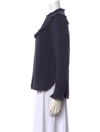 Xirena Mock Neck Long Sleeve Button-Up Top