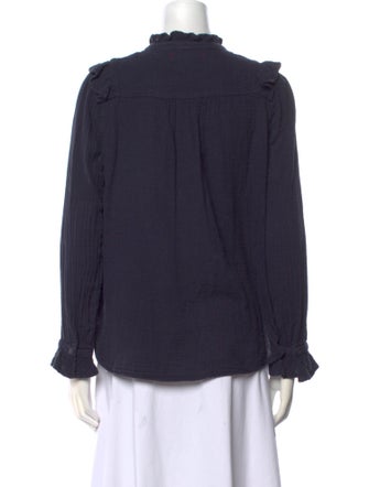 Xirena Mock Neck Long Sleeve Button-Up Top