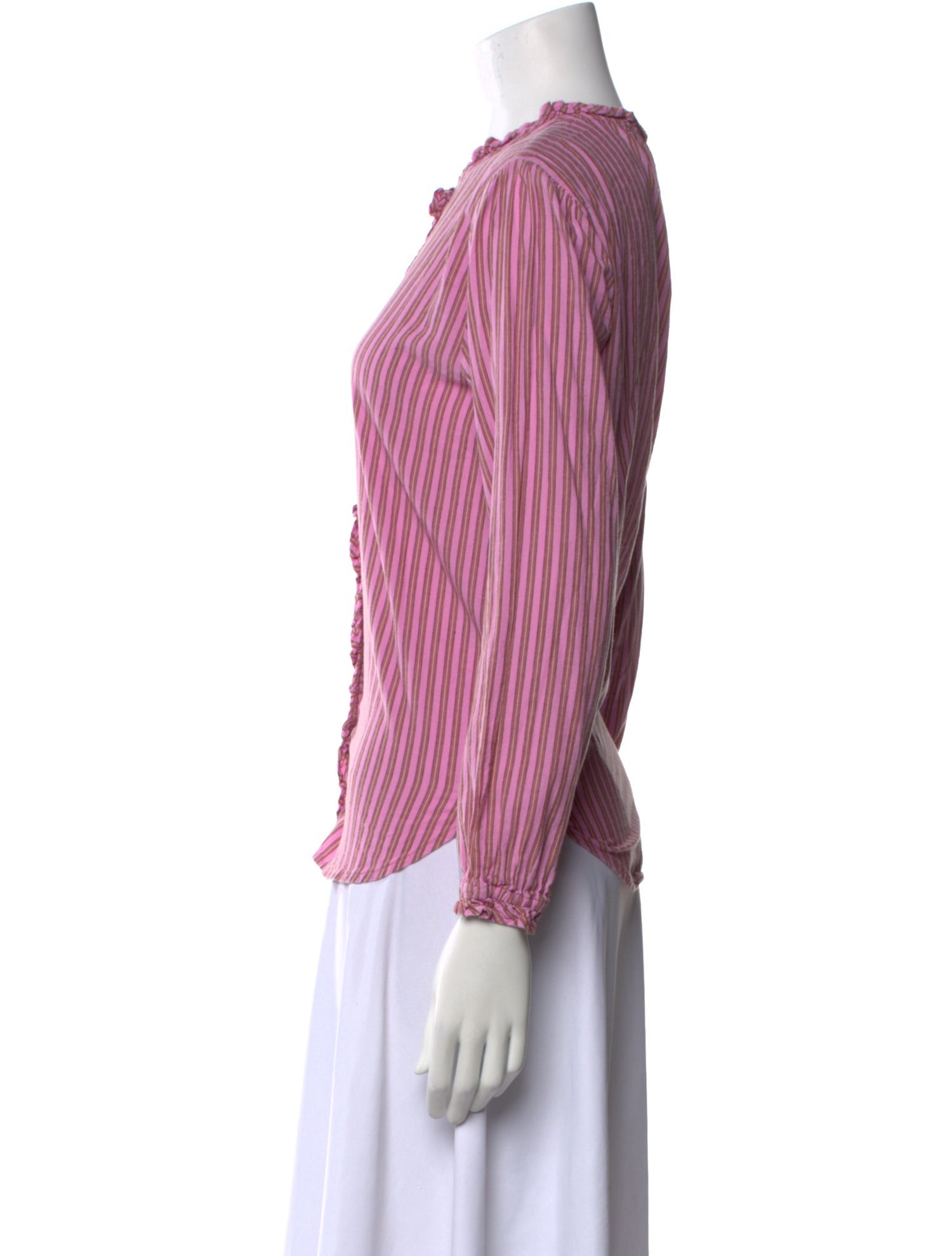 Xirena Striped Mock Neck Button-Up Top