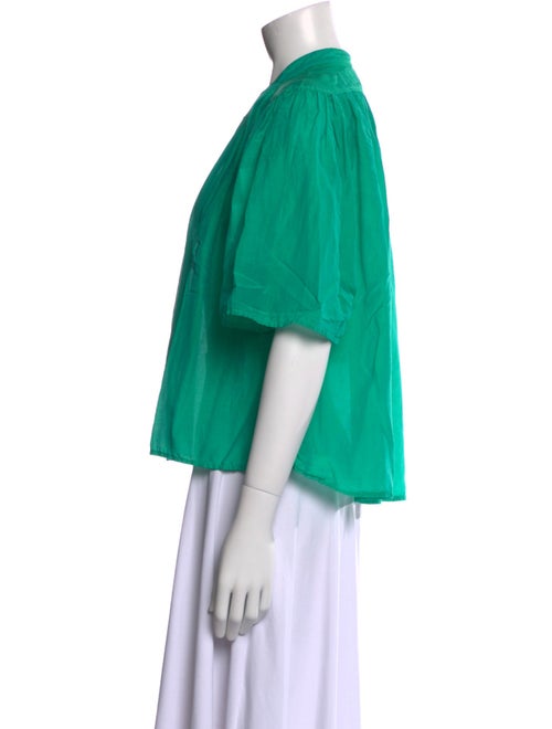 Xirena Mock Neck Short Sleeve Button-Up Top