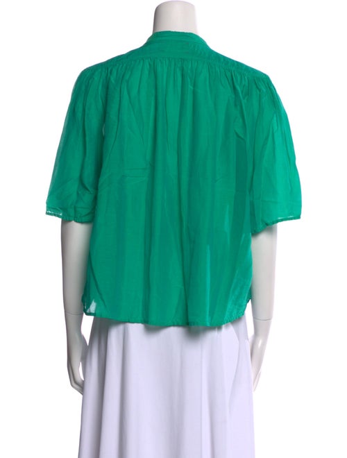 Xirena Mock Neck Short Sleeve Button-Up Top