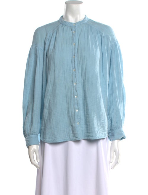 Xirena Mock Neck Long Sleeve Button-Up Top