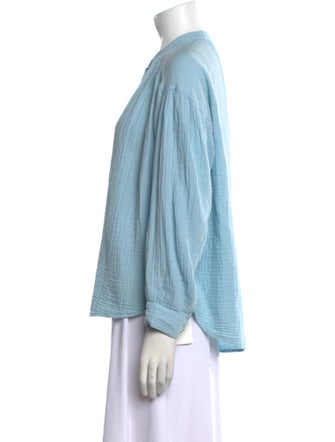 Xirena Mock Neck Long Sleeve Button-Up Top