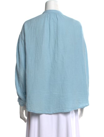 Xirena Mock Neck Long Sleeve Button-Up Top