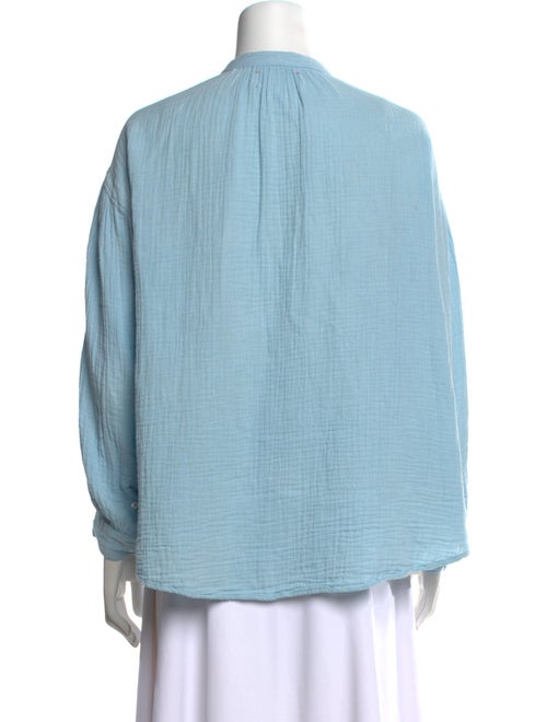 Xirena Mock Neck Long Sleeve Button-Up Top